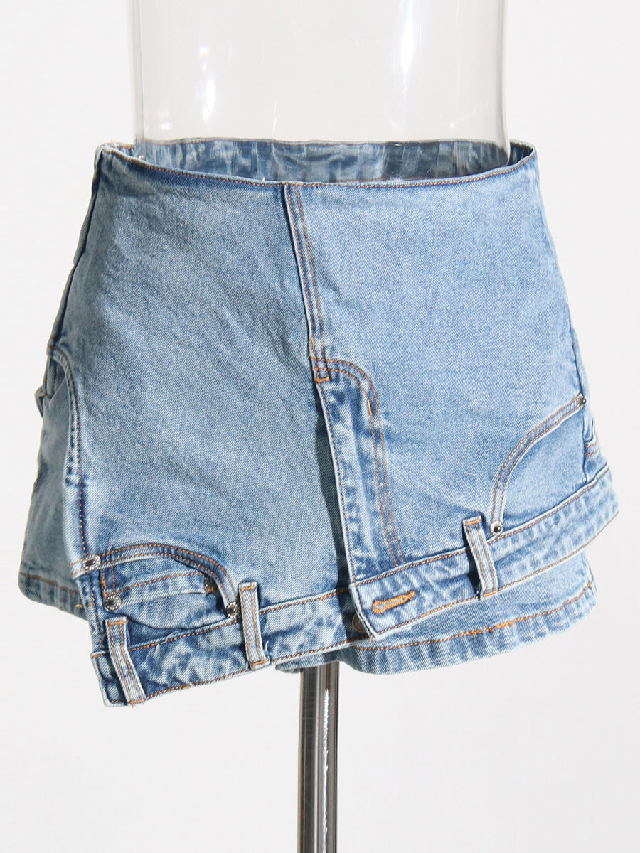 Personalized Women's Denim Stitching Shorts