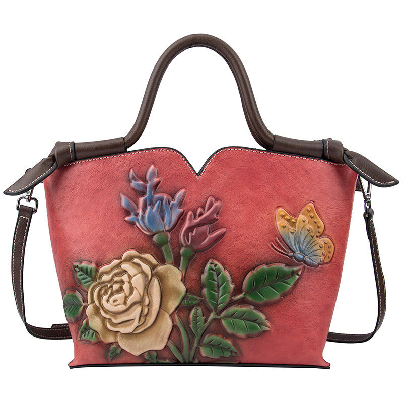 Hand-embossed Leather All-match Crossbody Bag