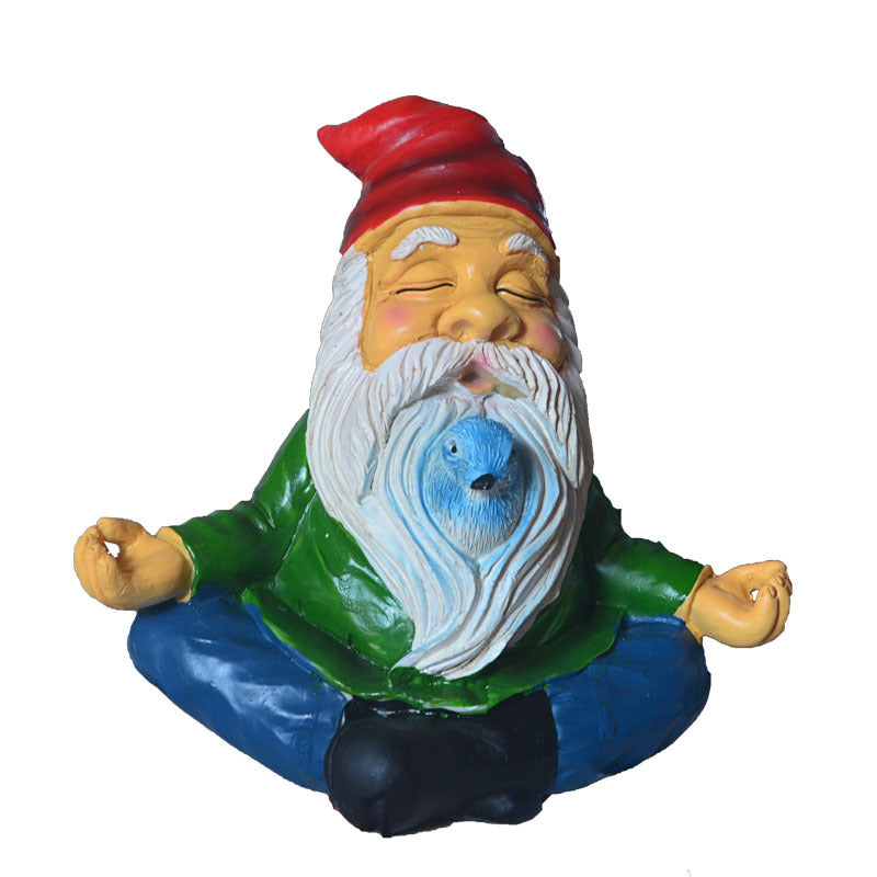 a meditating garden gnome