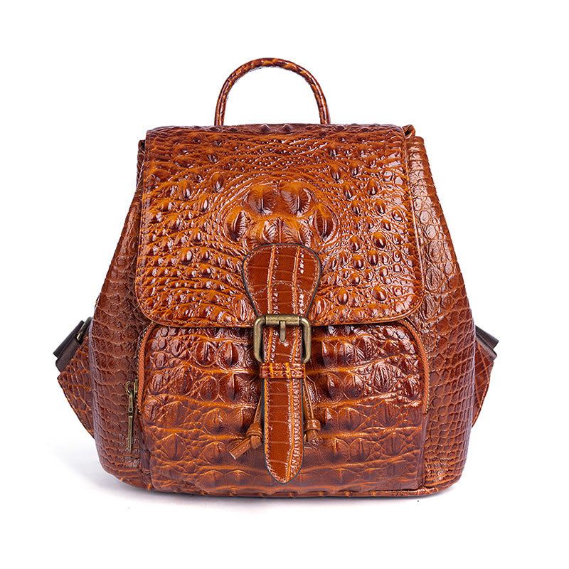 Retro Embossed Hand-rub Leather Backpack