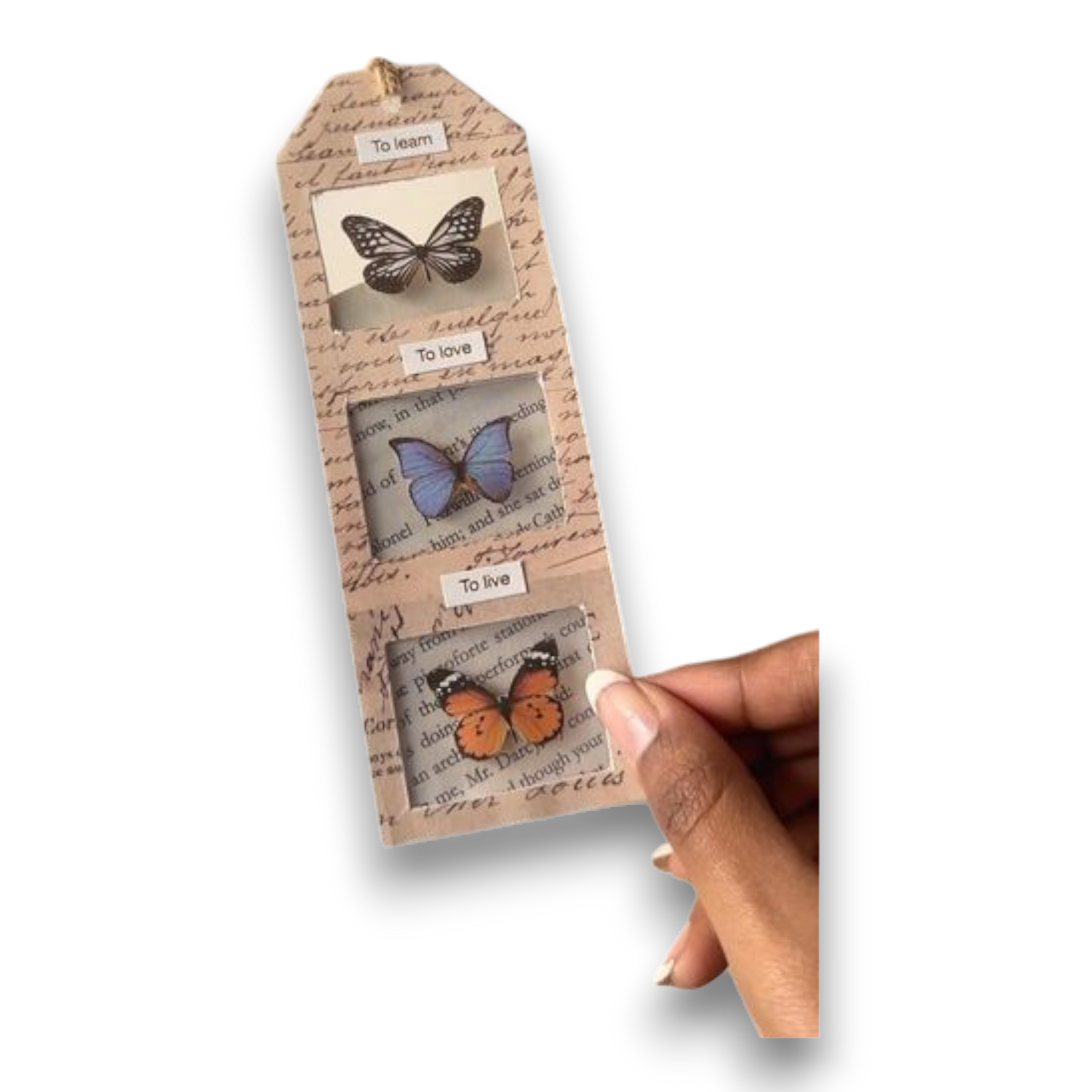 Uniikit kirjanmerkit kellonosilla - miniatyylikirjalla ja nahkakansilla