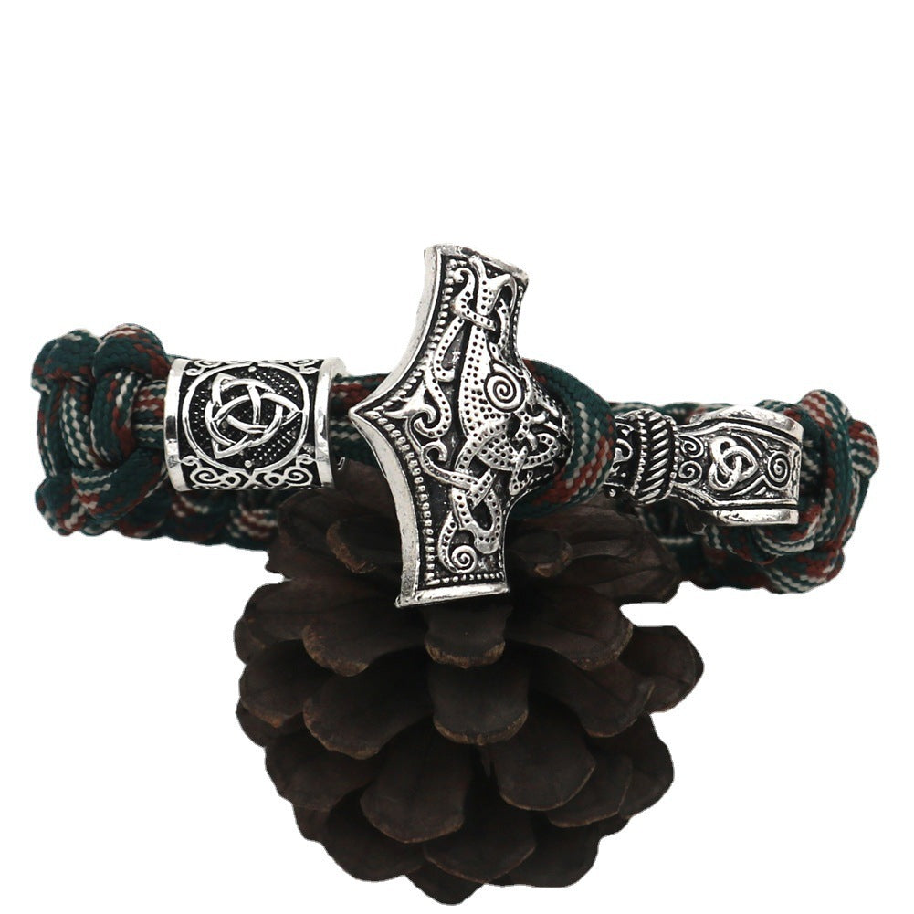 Viking Hammer Runavin Beads Camouflage Bracelet