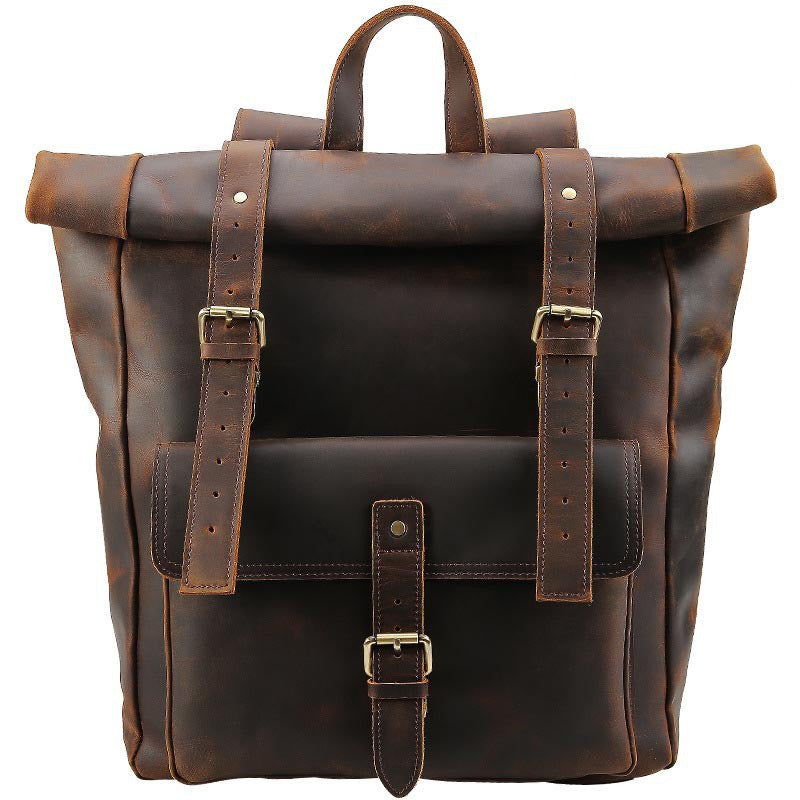 Men's Crazy Horse Leather Travel Backpack