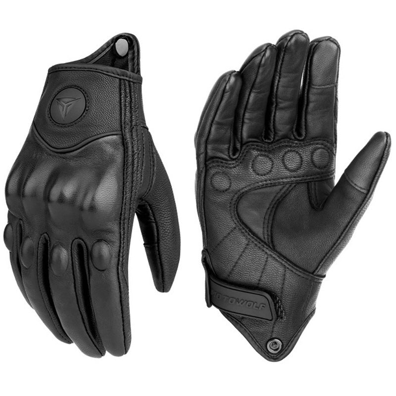 Motorbike  Men's And Women's Leather Carbon Cycling Gloves