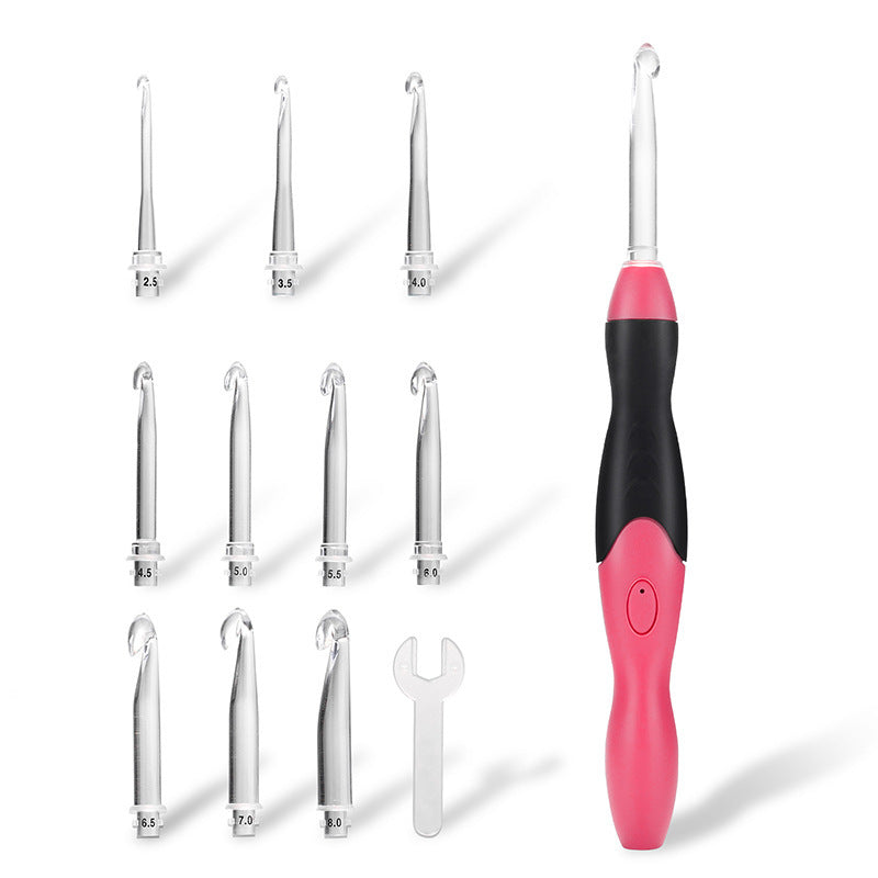 Rechargeable Light Crochet Hook With Interchangeable Head Knitting Needle Set käsityöpaketti  led virkkuukoukut