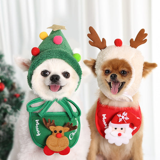 Dog and Cat Christmas Hat and Scarf