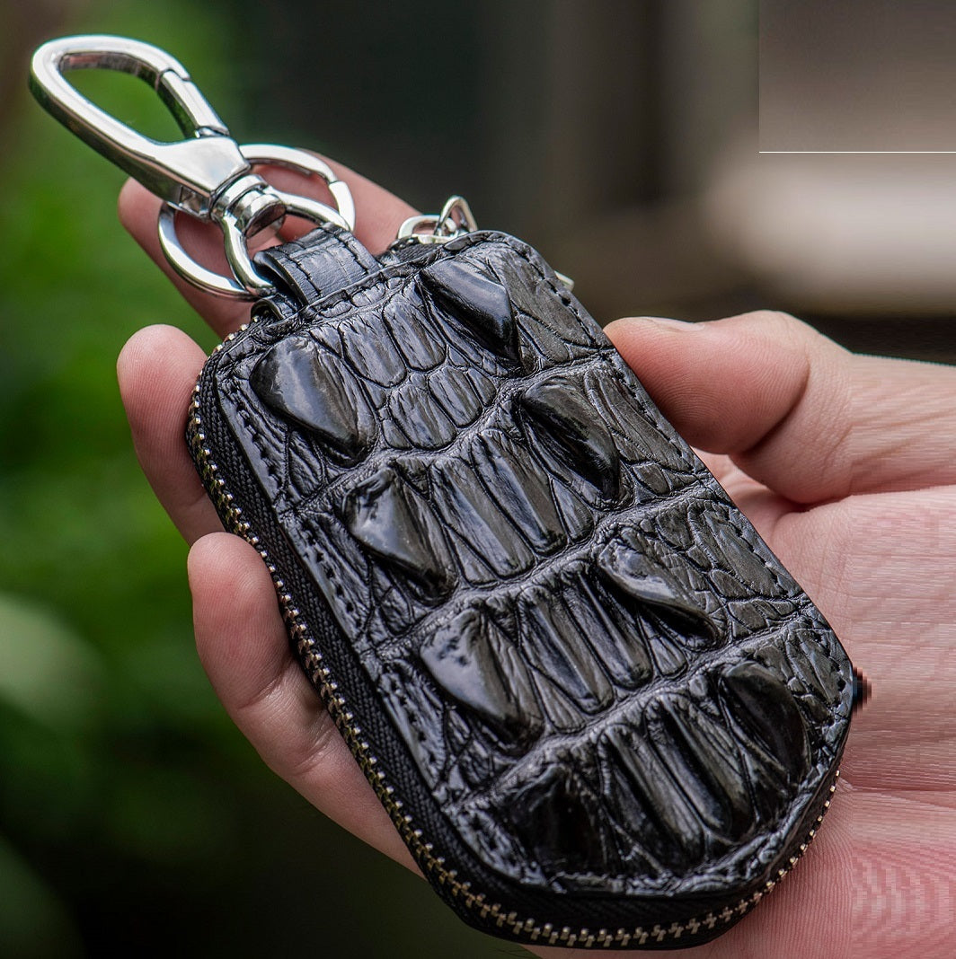 Leather Men's And Women's Zipper Car Key Bag Vertical Card Holder