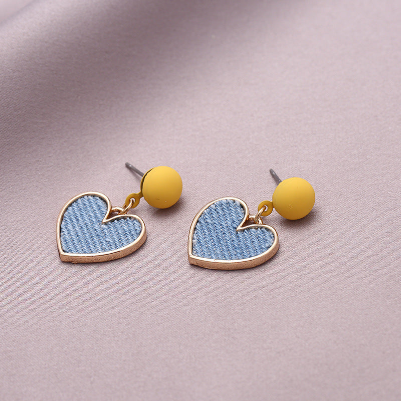 Denim love earrings