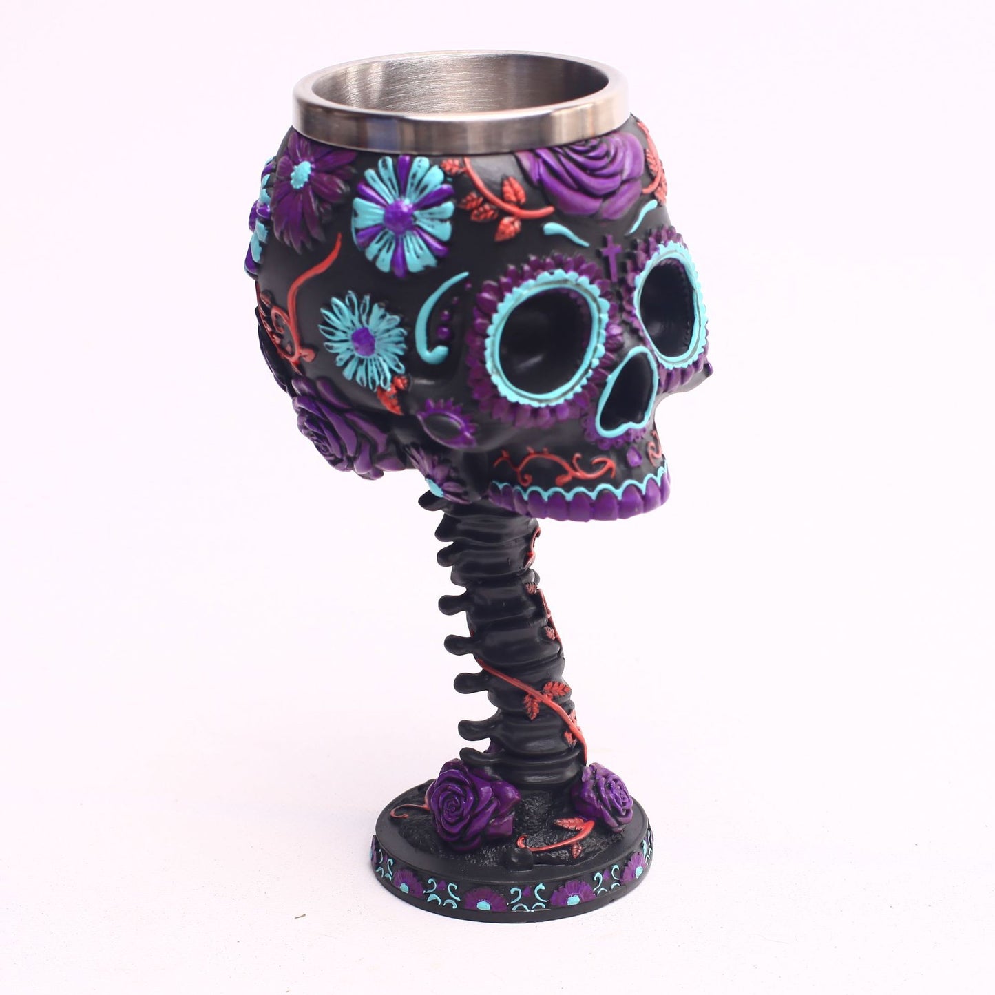 gootti tyylinen sugarskull viinilasi