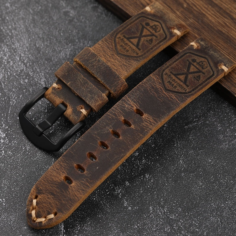 Hand-folded Cowhide Leather Strap