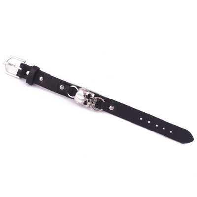 Punk skull leather bracelet