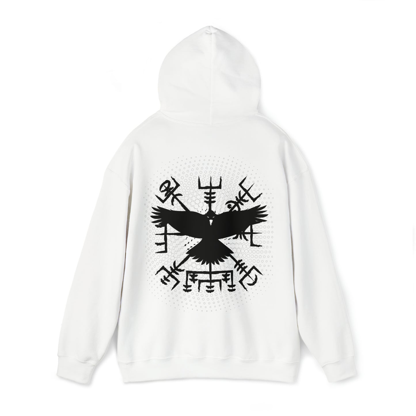 hoodie made of strong cotton - vegvisir raven picture on the back