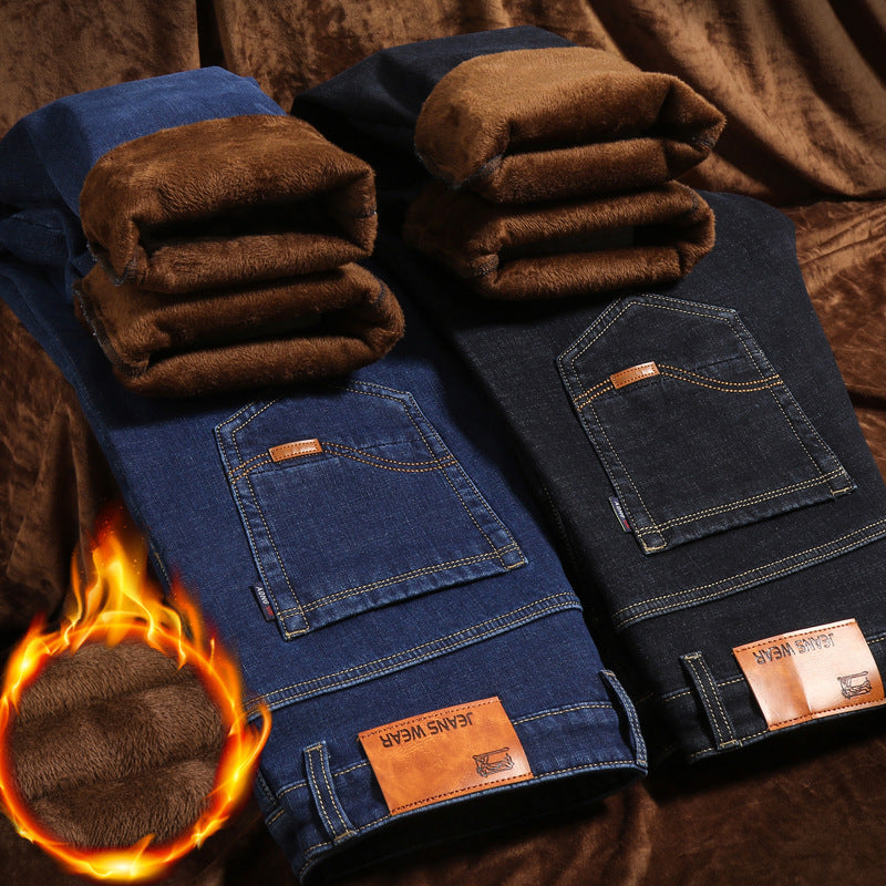 Men's Stretch Loose Plush Warm Jeans