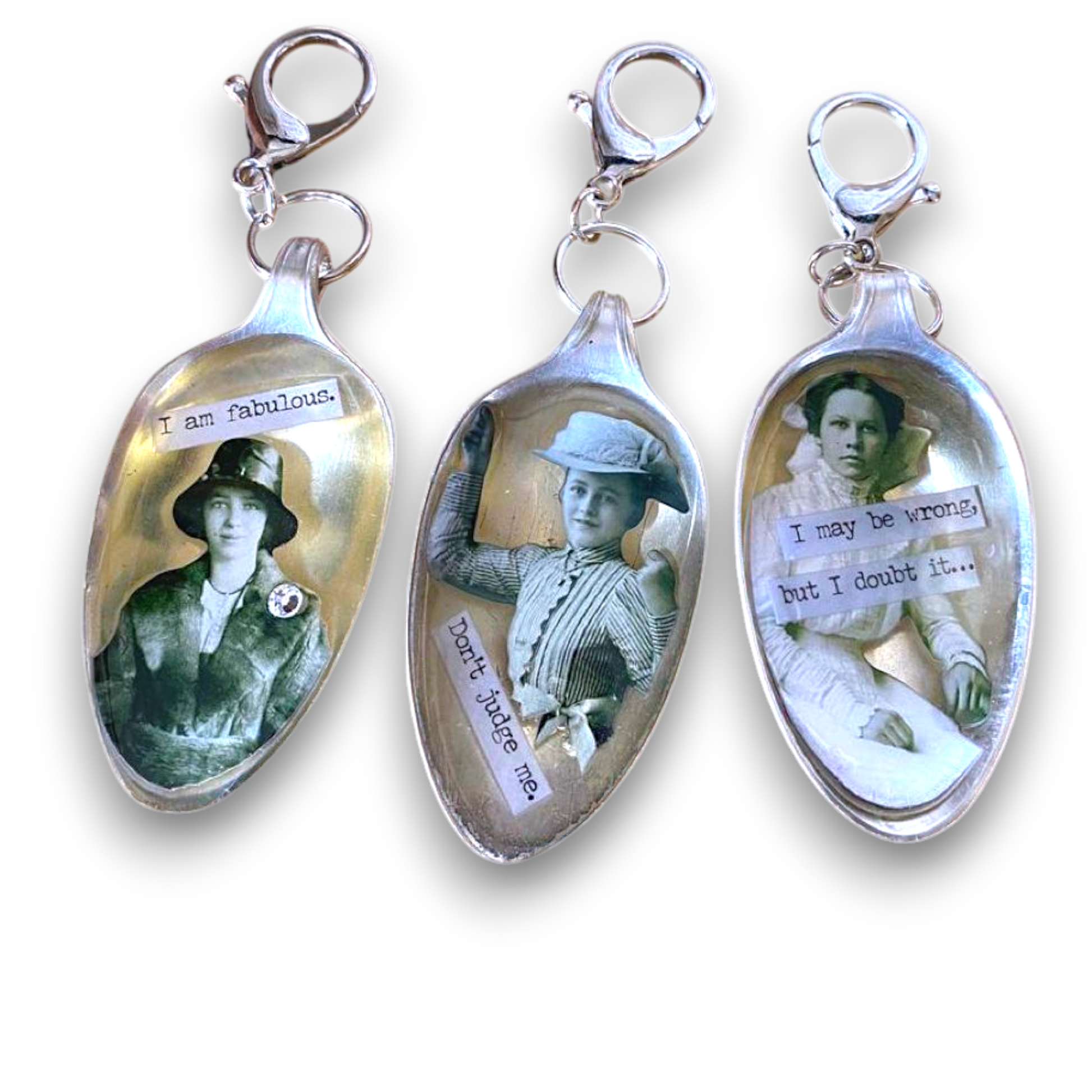 Hellulandian muistojen koruja - aterinkorut: lusikka, haarukka, veitsi avaimenperä