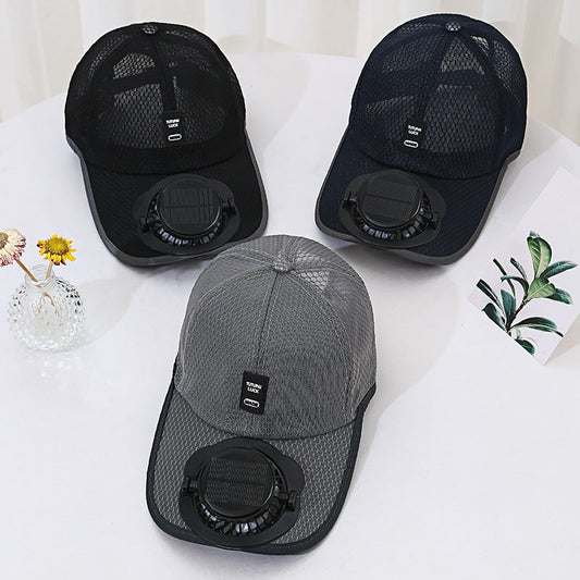 Solar Charging Belt Fan Hat Men And Women Breathable Mesh Sun Protection