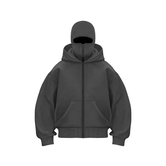 Helvetin Huppari Kaksinaamainen Y2K Balaclava Takki