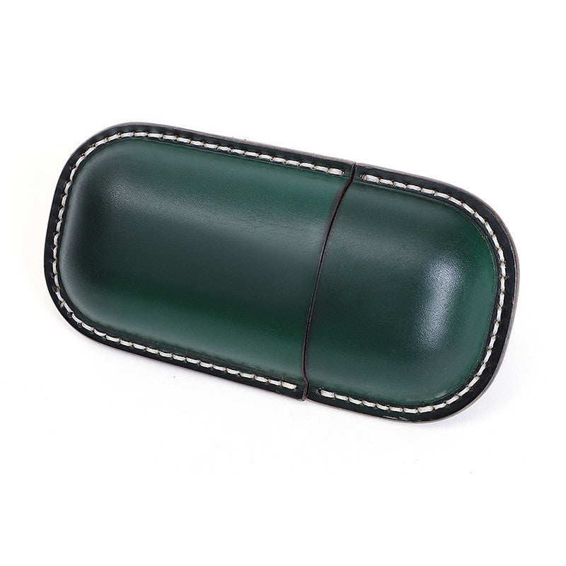 Vintage Handmade Leather Creative Capsule Portable Glasses Case