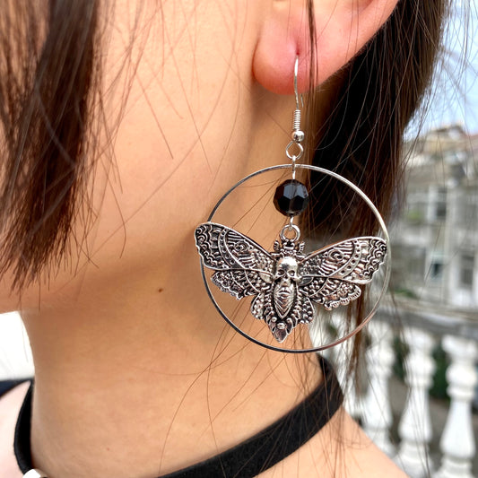 Gothic Skull Moth Turku Insect Earrings