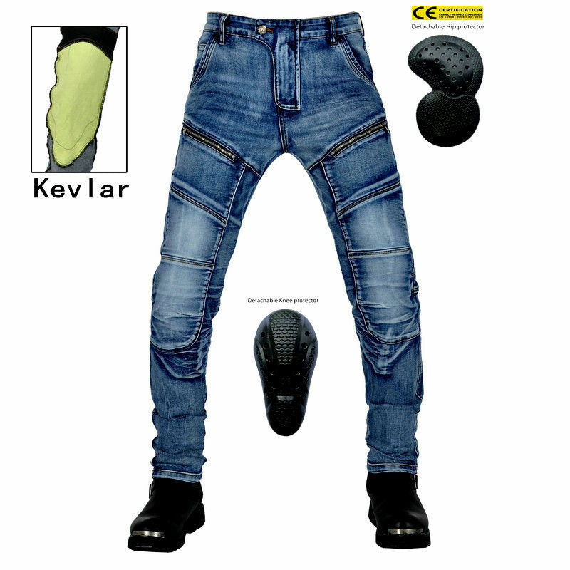 Kevlar Motorcycle Jeans Men'S High-Elastic Motorcycle Riding Knight Pants Racing Pants