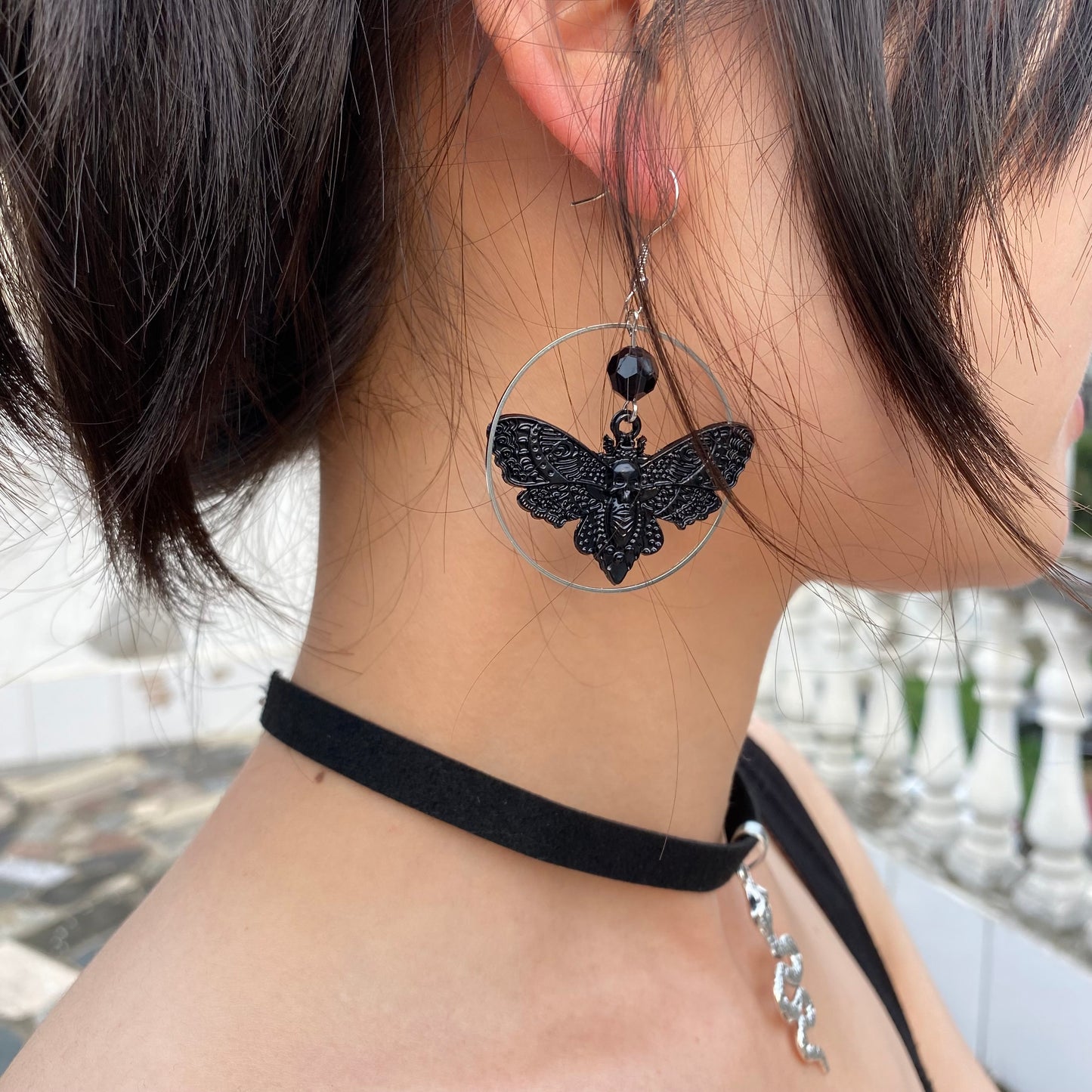 Gothic Skull Moth Turku Insect Earrings