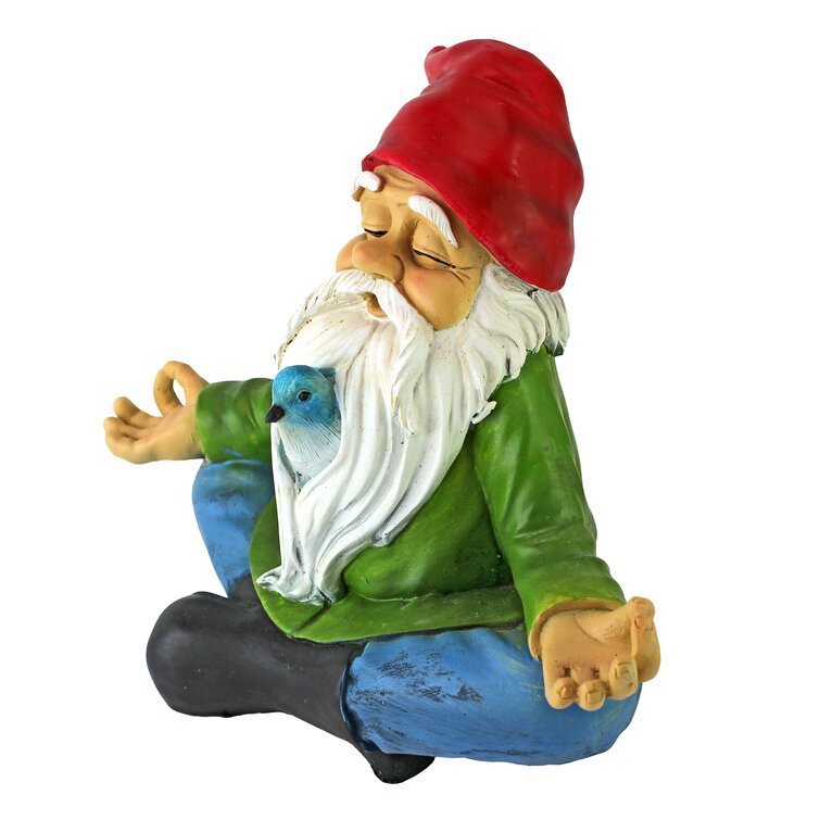 a meditating garden gnome