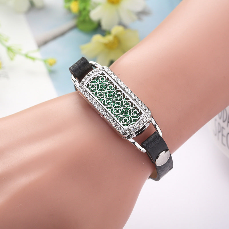 Leather Adjustable Geometry Rectangle Couple Bracelet Removable Aromatherapy Bracelet