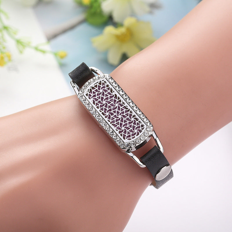 Leather Adjustable Geometry Rectangle Couple Bracelet Removable Aromatherapy Bracelet