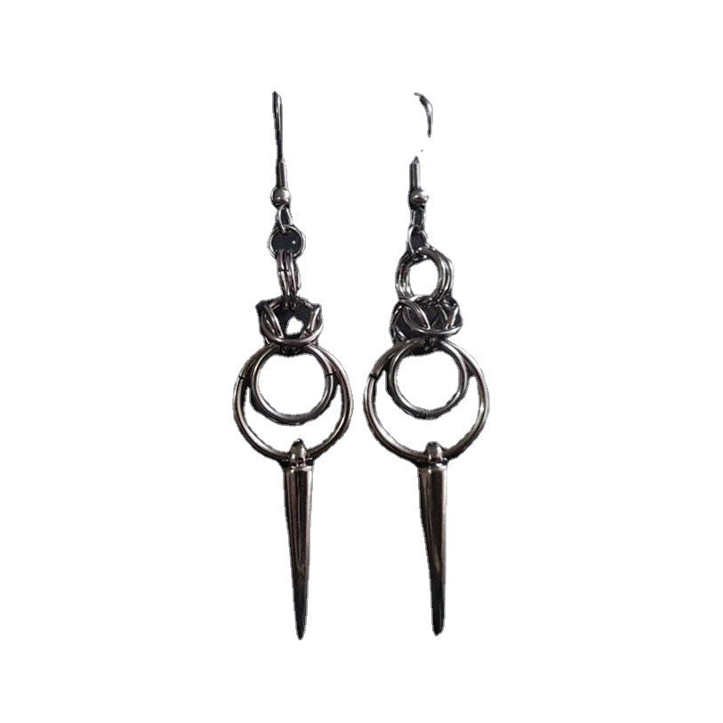 Stainless Steel Gothic Double Ring Spike Earrings