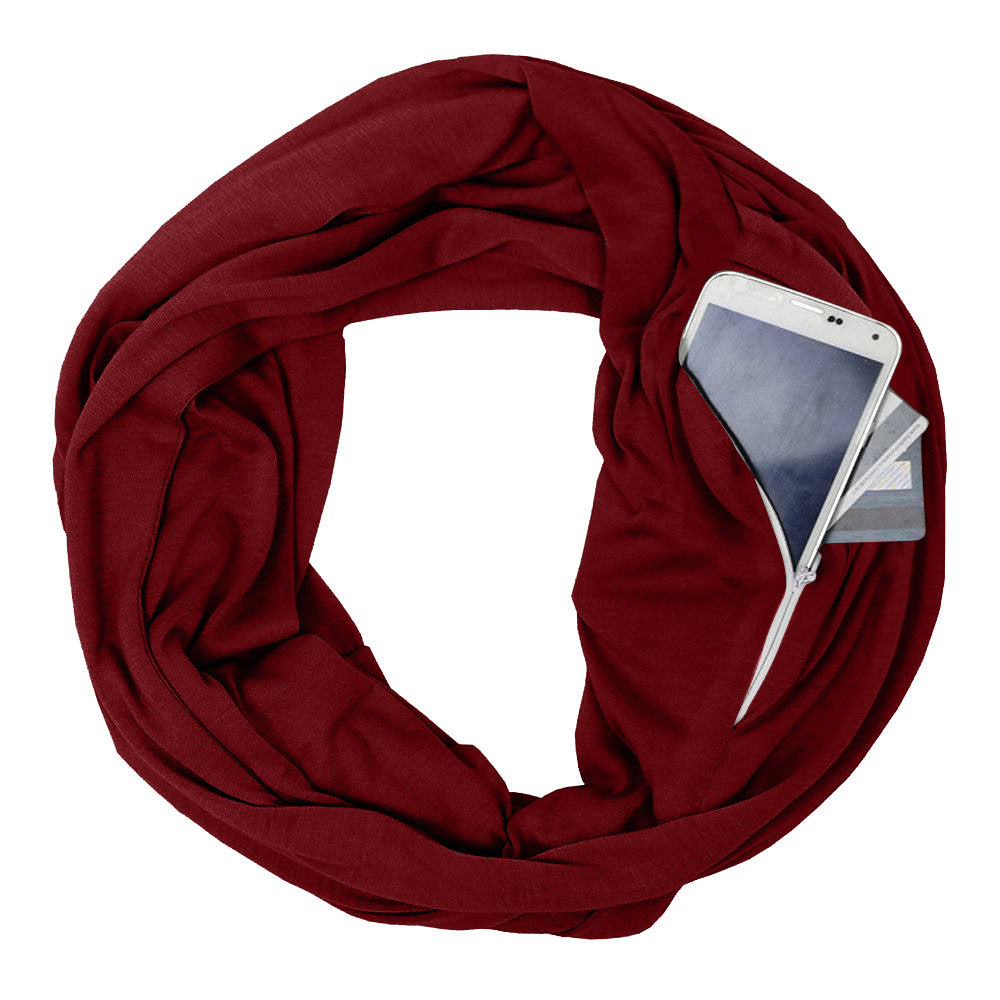 Pocket Scarf Solid Color Unlimited Bib Storage Zipper Pocket Bib