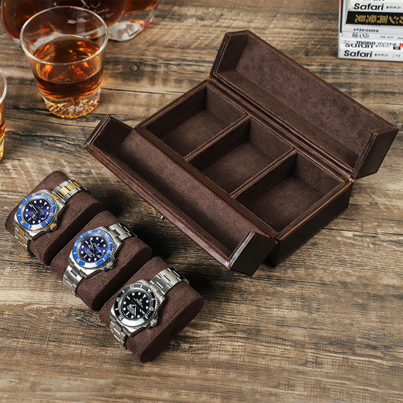 Travel Portable Magnetic Buckle Leather Watch Box