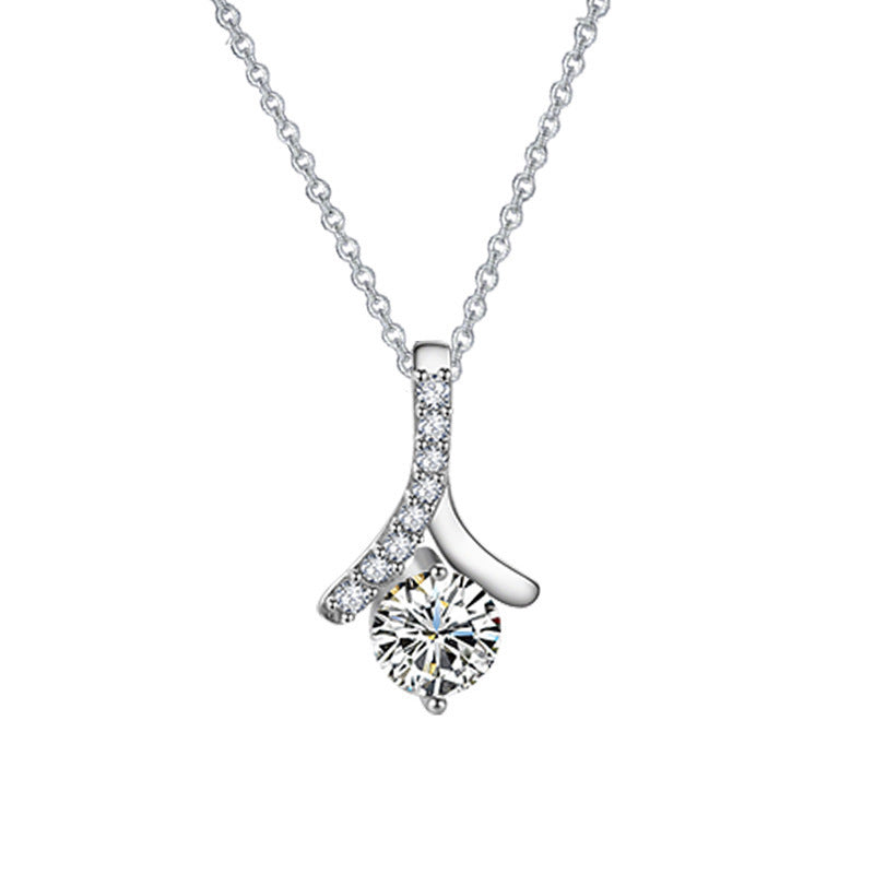 Herringbone Pendant Necklace Simple Full Diamond Light Luxury