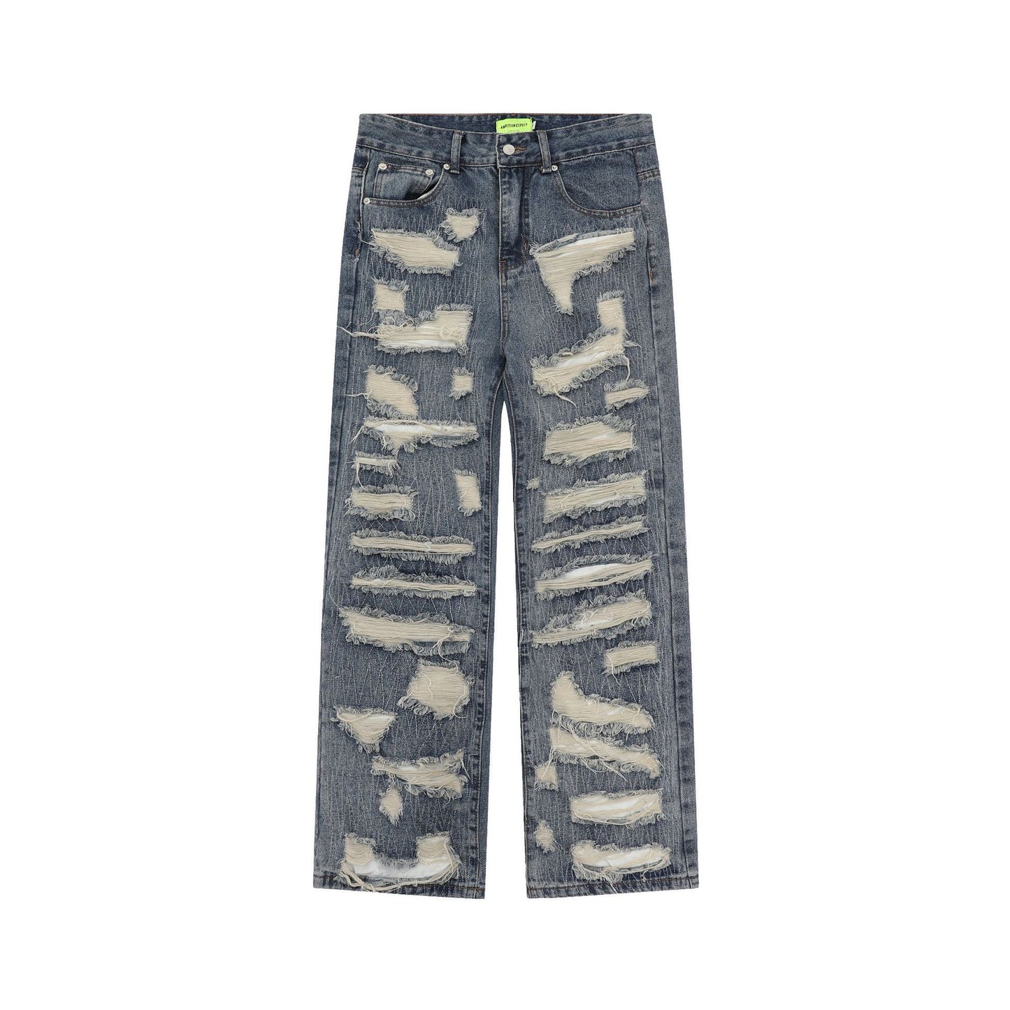 Fashion Ripped Straight Denim Trousers