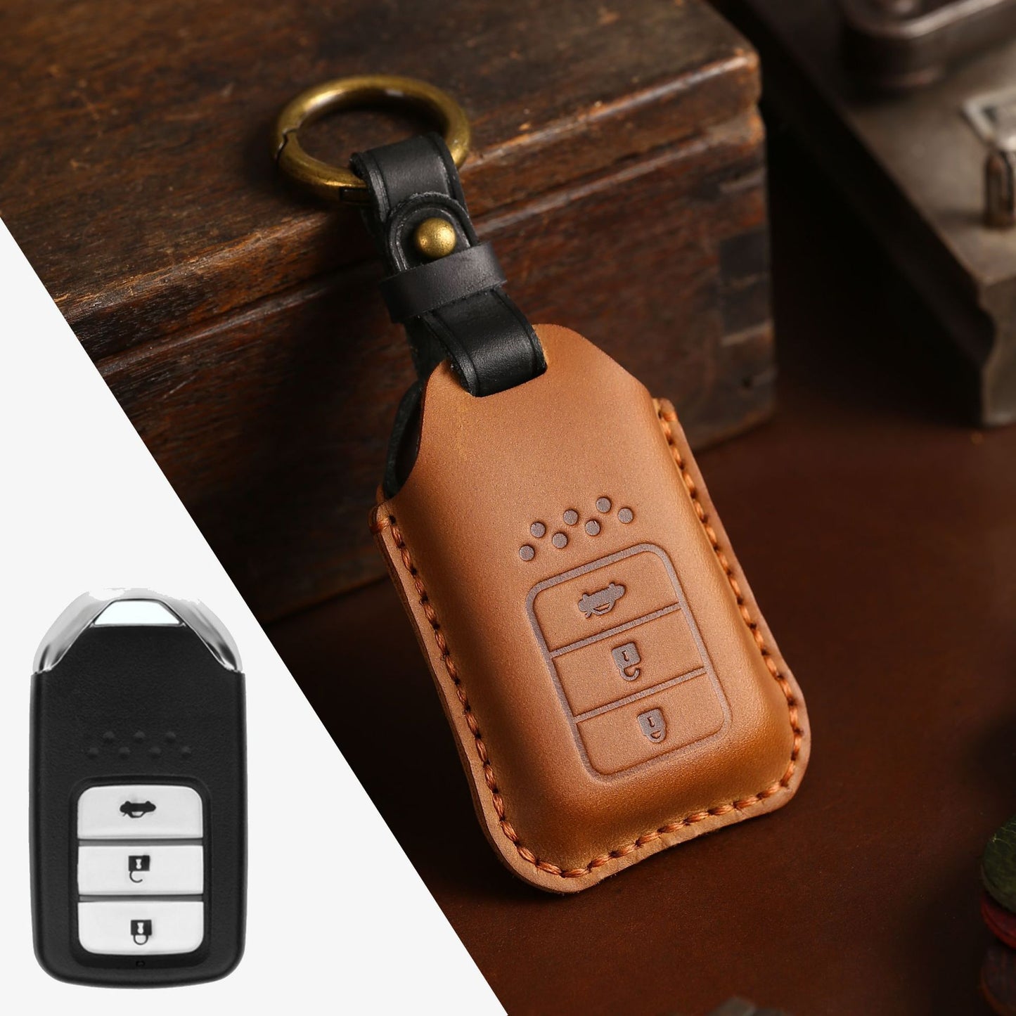 Full Leather Car Key Case Cowhide