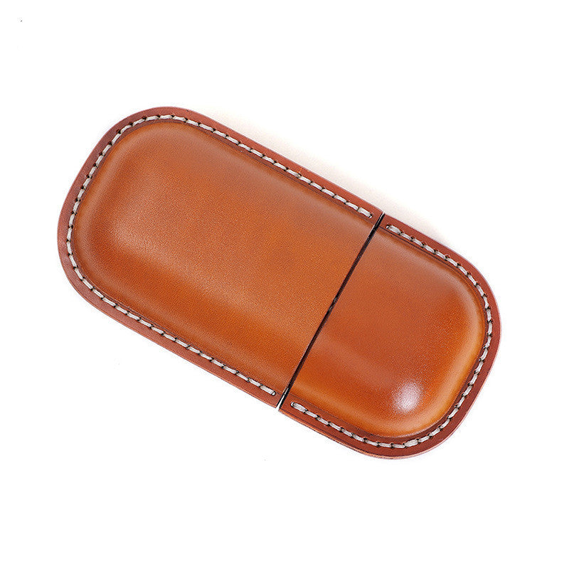 Vintage Handmade Leather Creative Capsule Portable Glasses Case