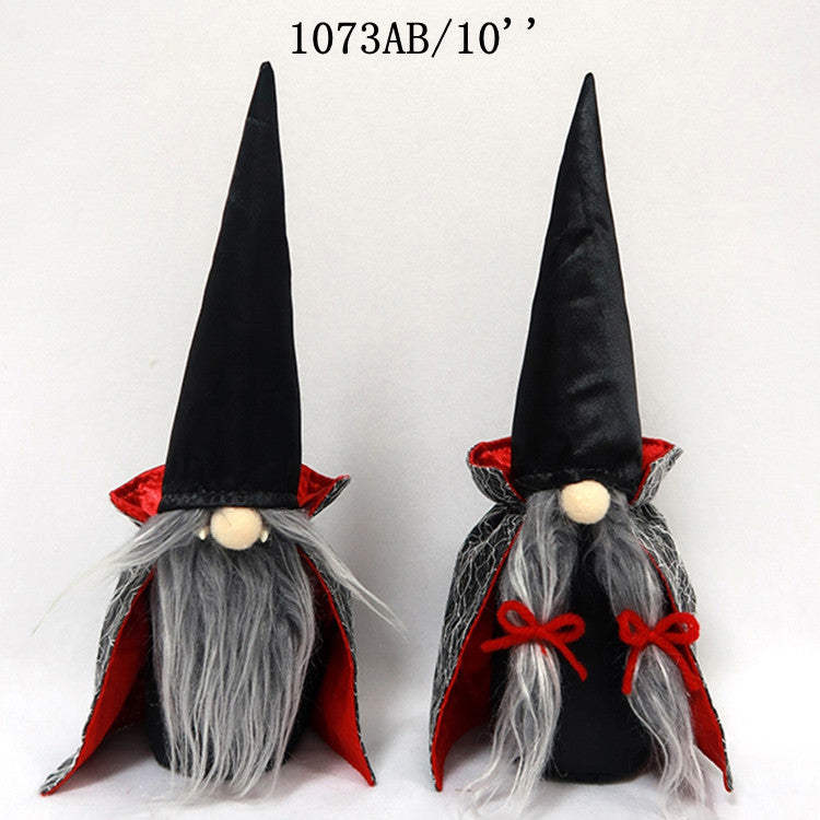 Black gray bearded Christmas elf Dracula