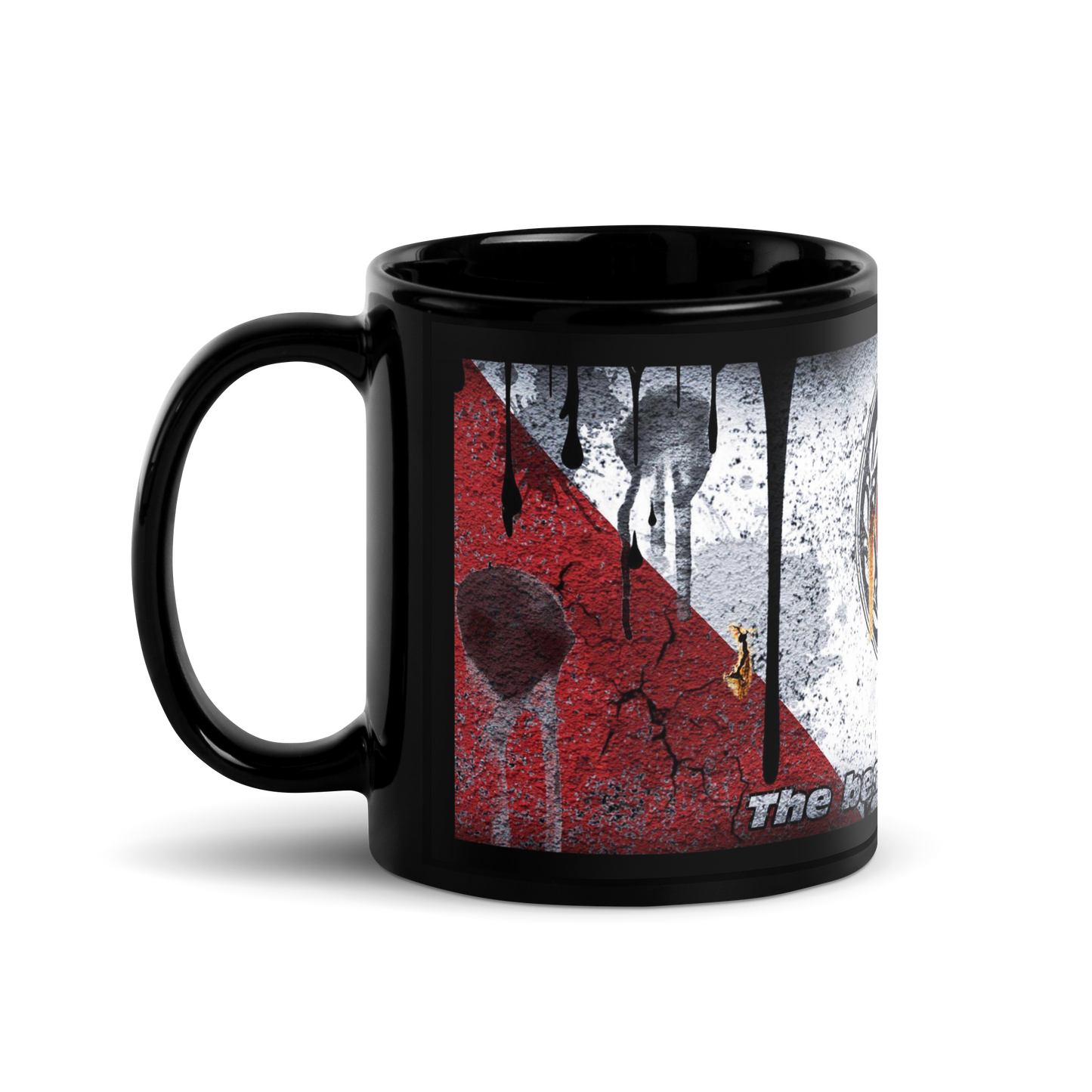 Black glossy Mug - mersu red