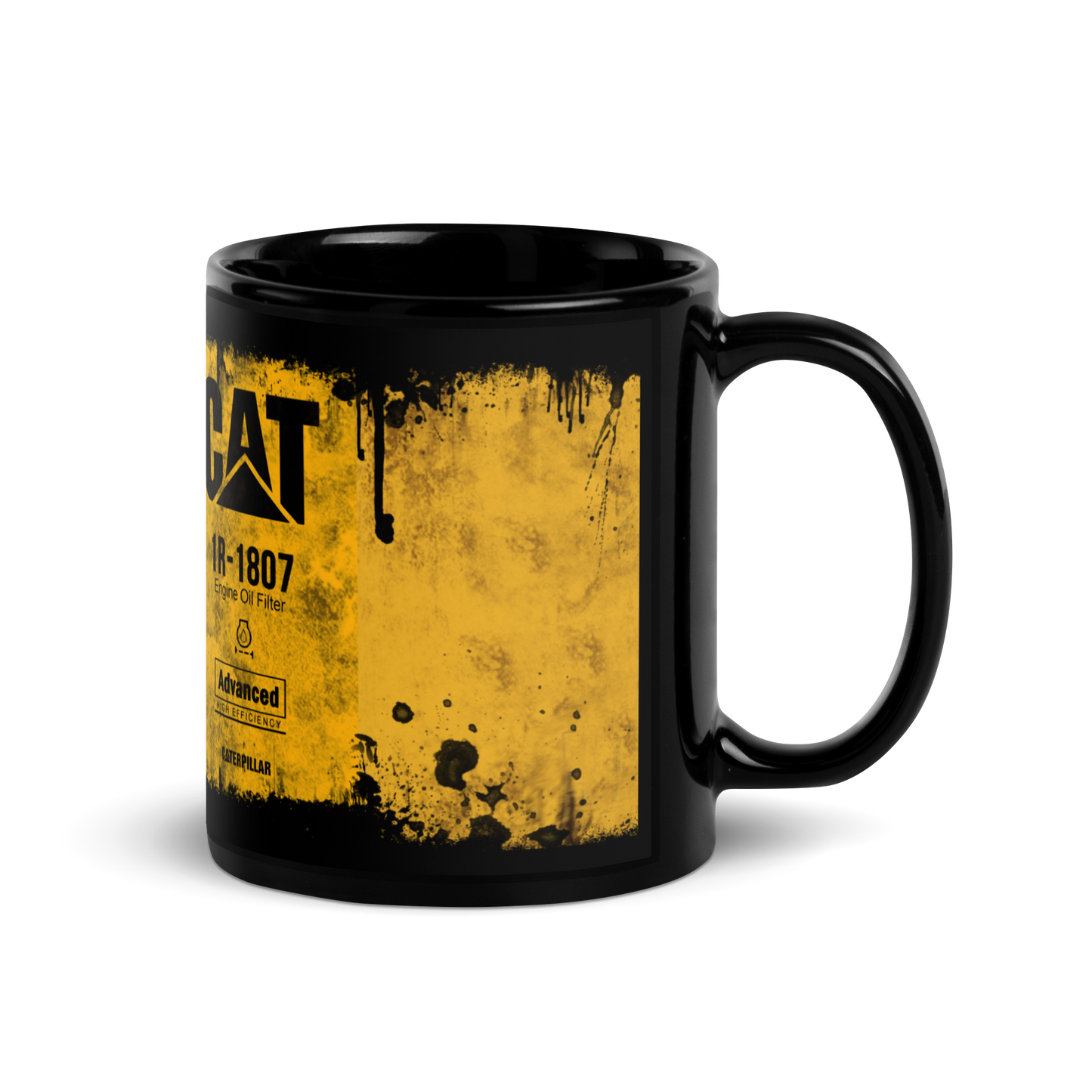 Black glossy Mug - cat yel