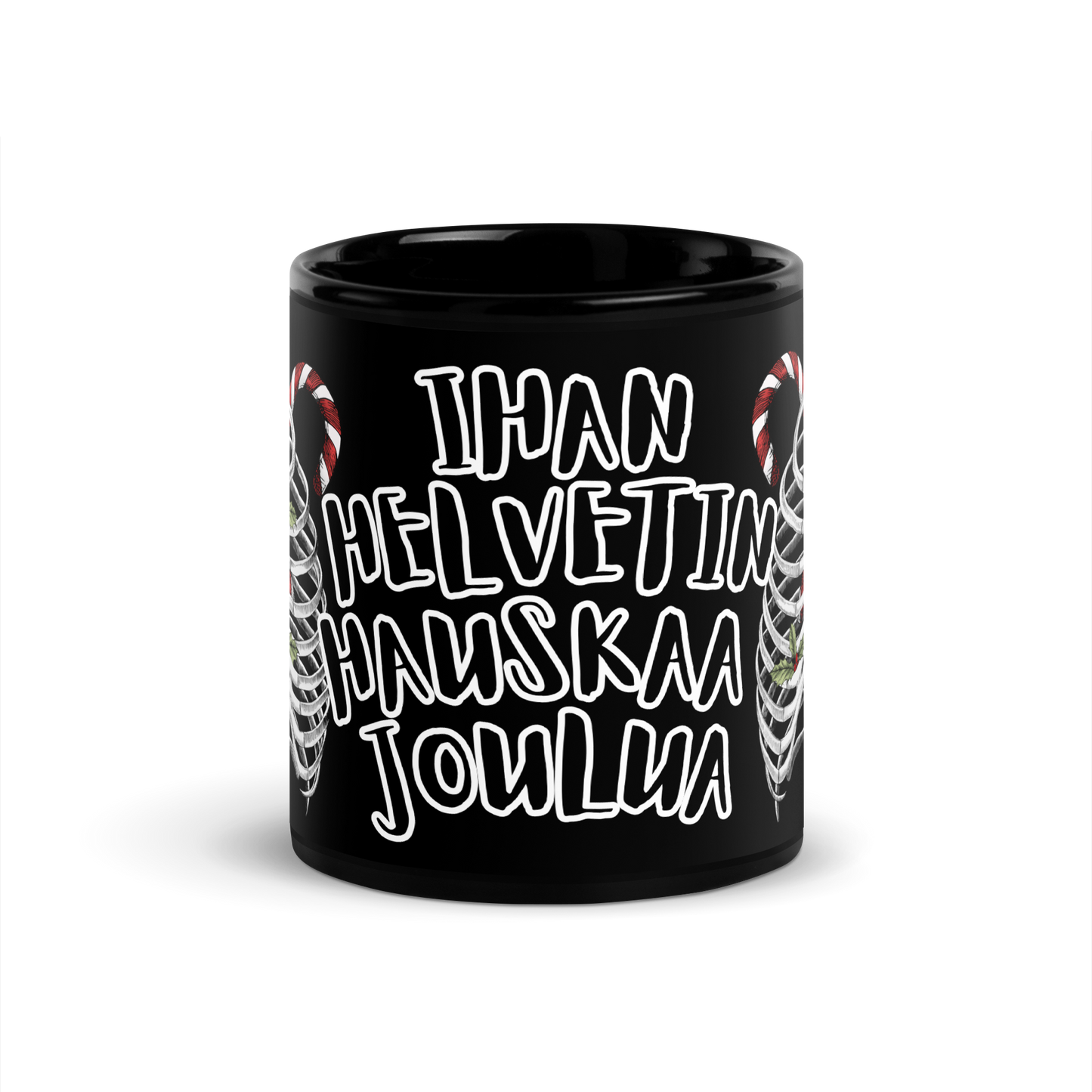 Black shiny Mug a hell of a merry Christmas skeleton