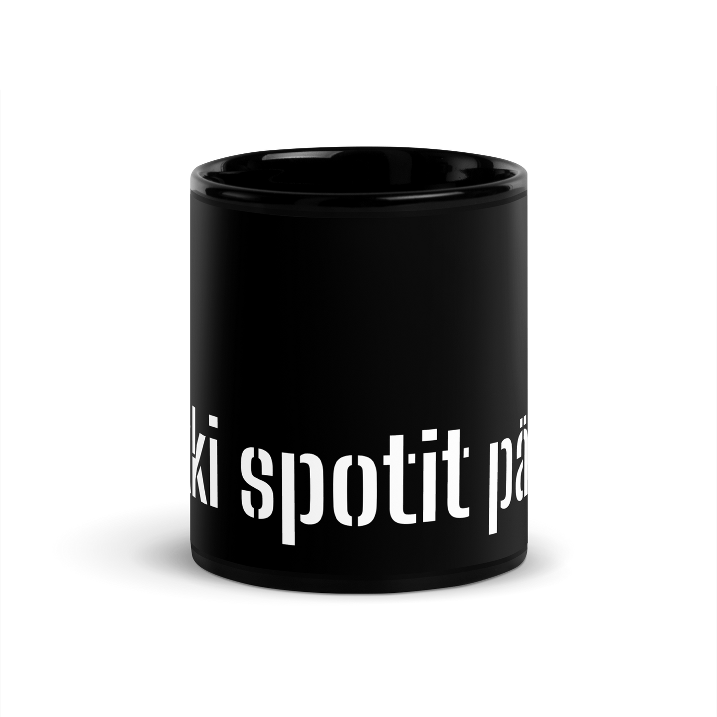 Black Glossy Mug - kaikki spotit päällä