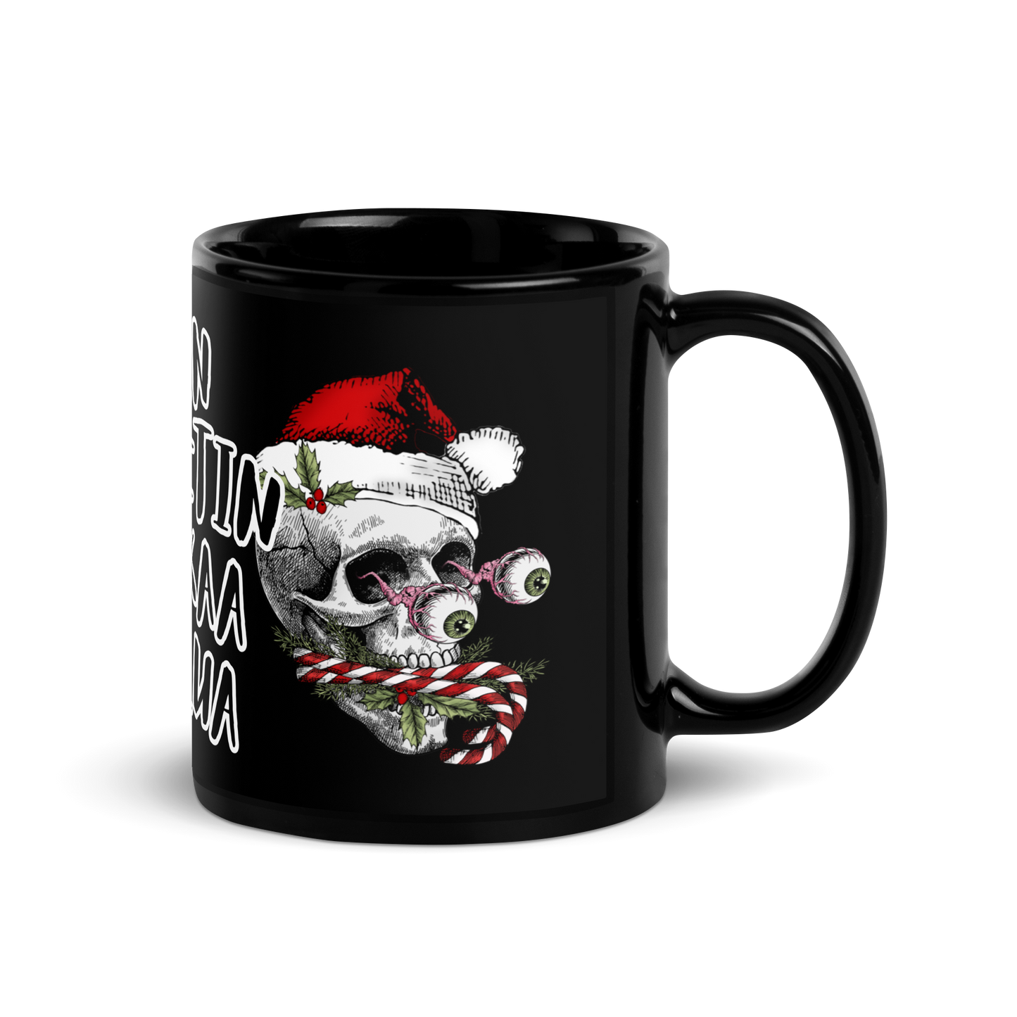 Black glossy Mug - a hell of a Merry Christmas skull