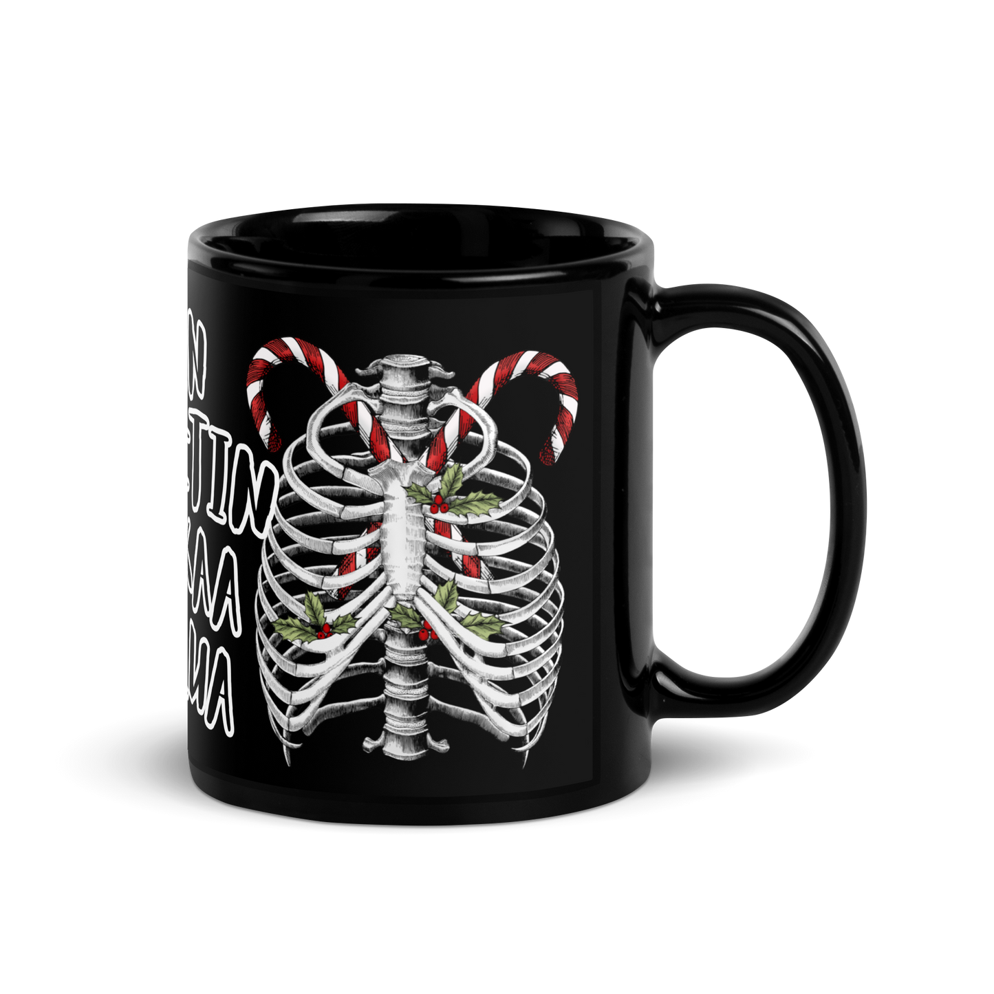 Black shiny Mug a hell of a merry Christmas skeleton