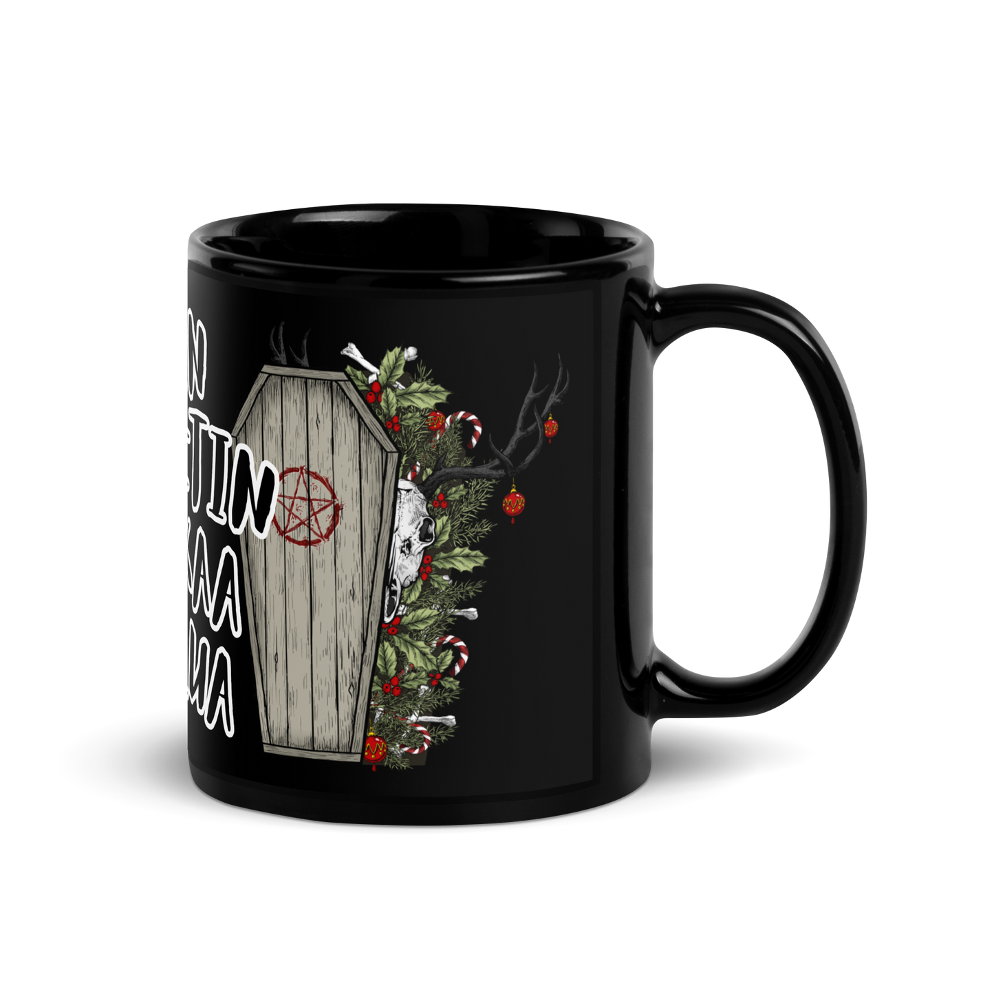 Black shiny Mug - a hell of a merry Christmas, chest