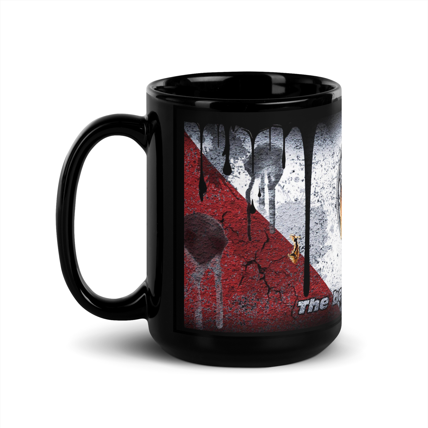 Black glossy Mug - mersu red