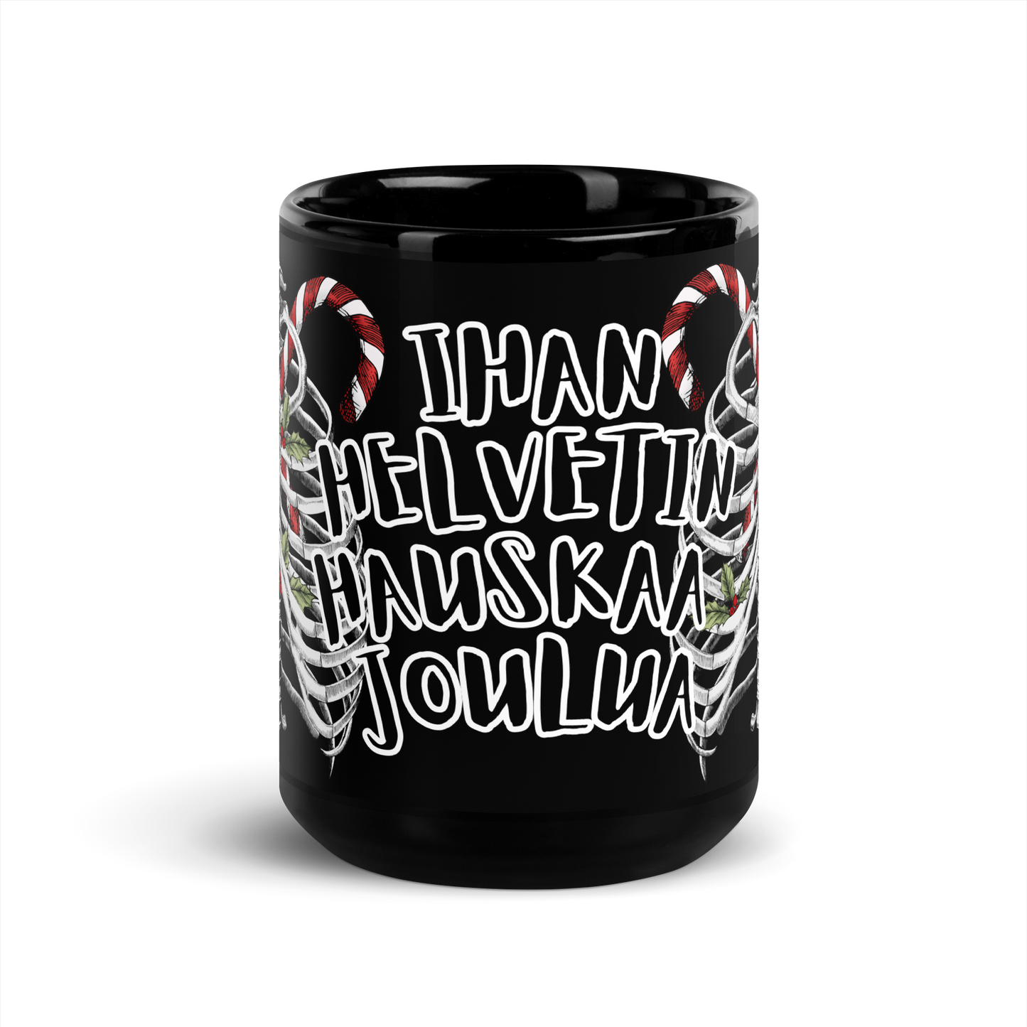 Black shiny Mug a hell of a merry Christmas skeleton