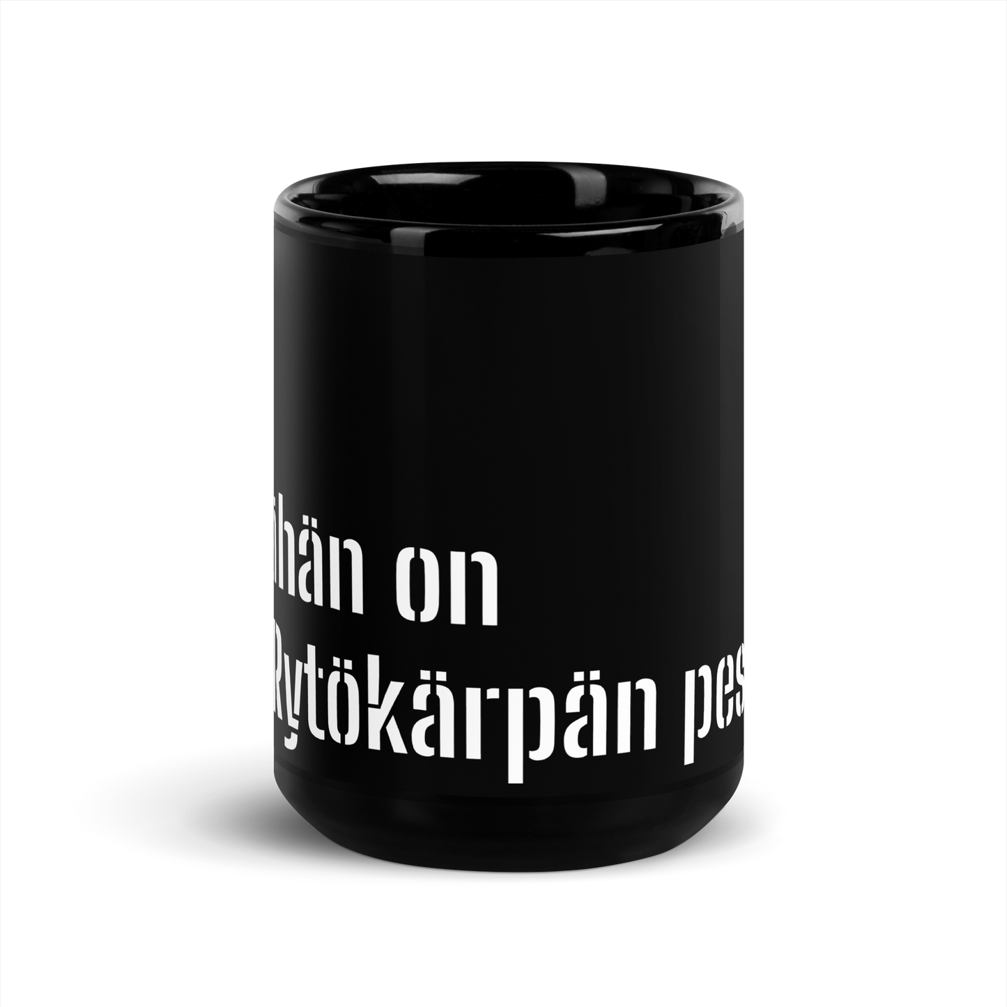 Musta kiiltävä muki - Täällähän on kuin Rytökärpän pesässä