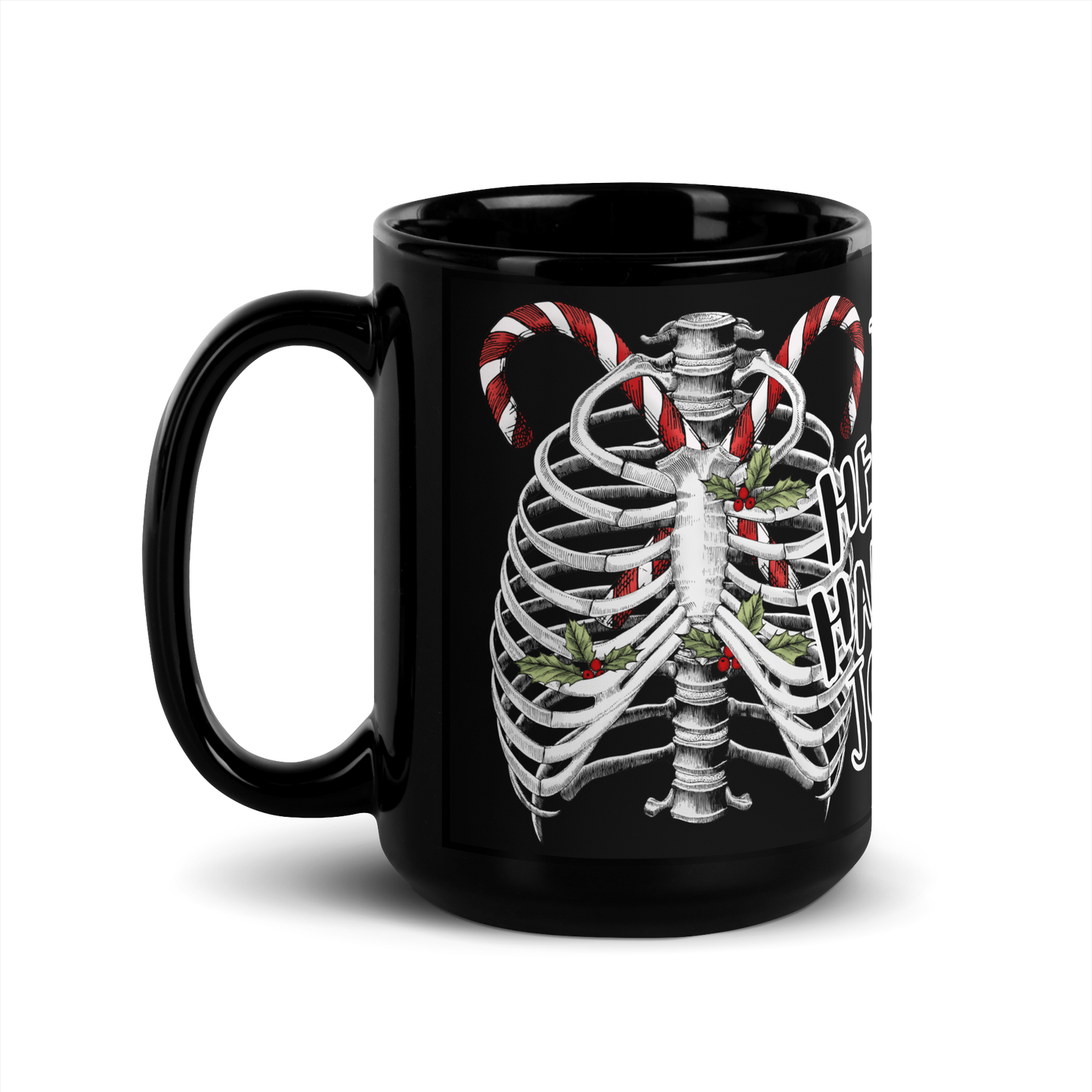 Black shiny Mug a hell of a merry Christmas skeleton