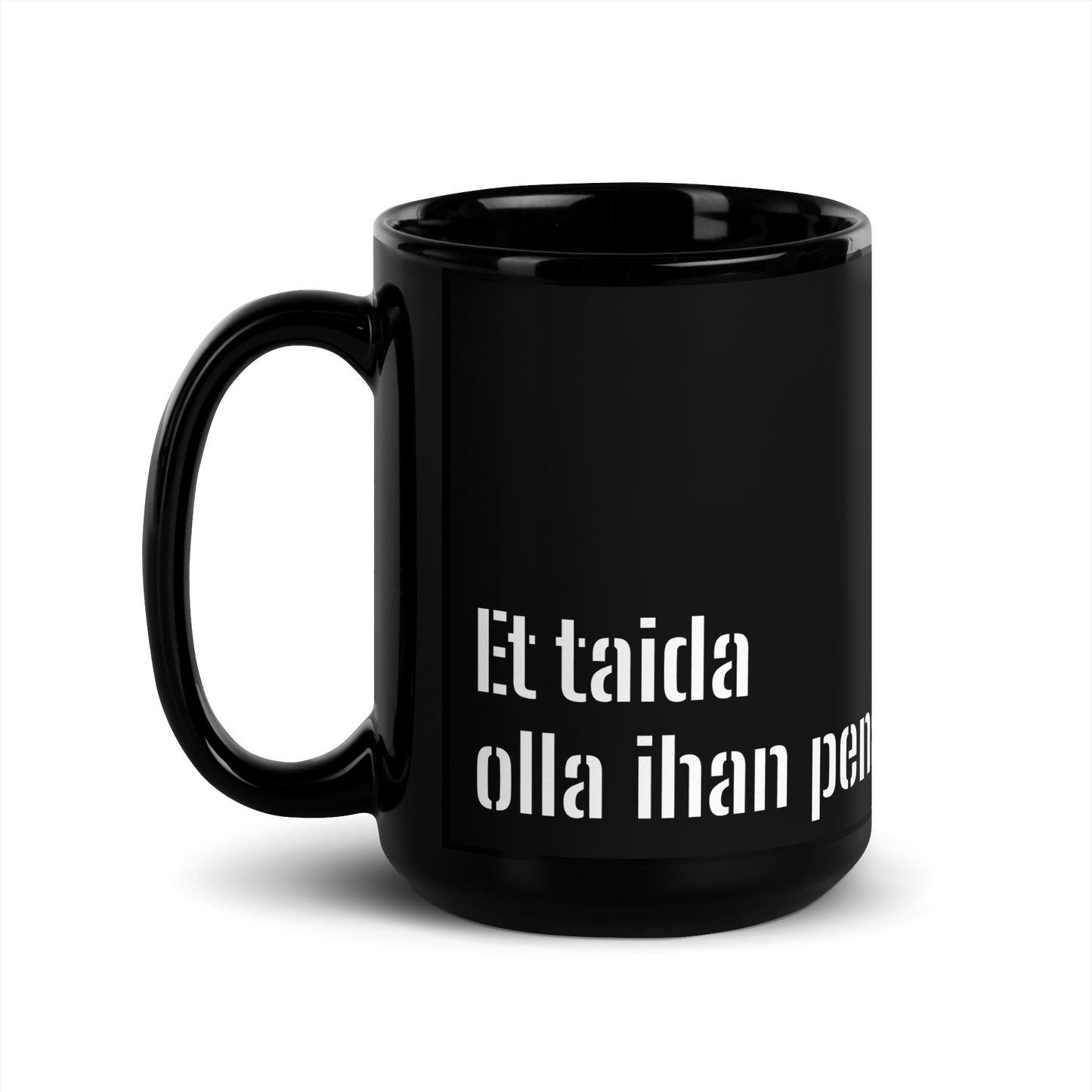 Musta kiiltävä muki - Et taida olla ihan penaalin terävin kynä.