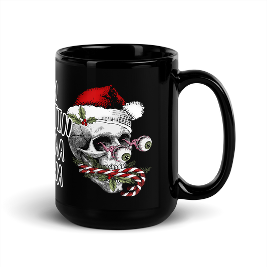 Black glossy Mug - a hell of a Merry Christmas skull