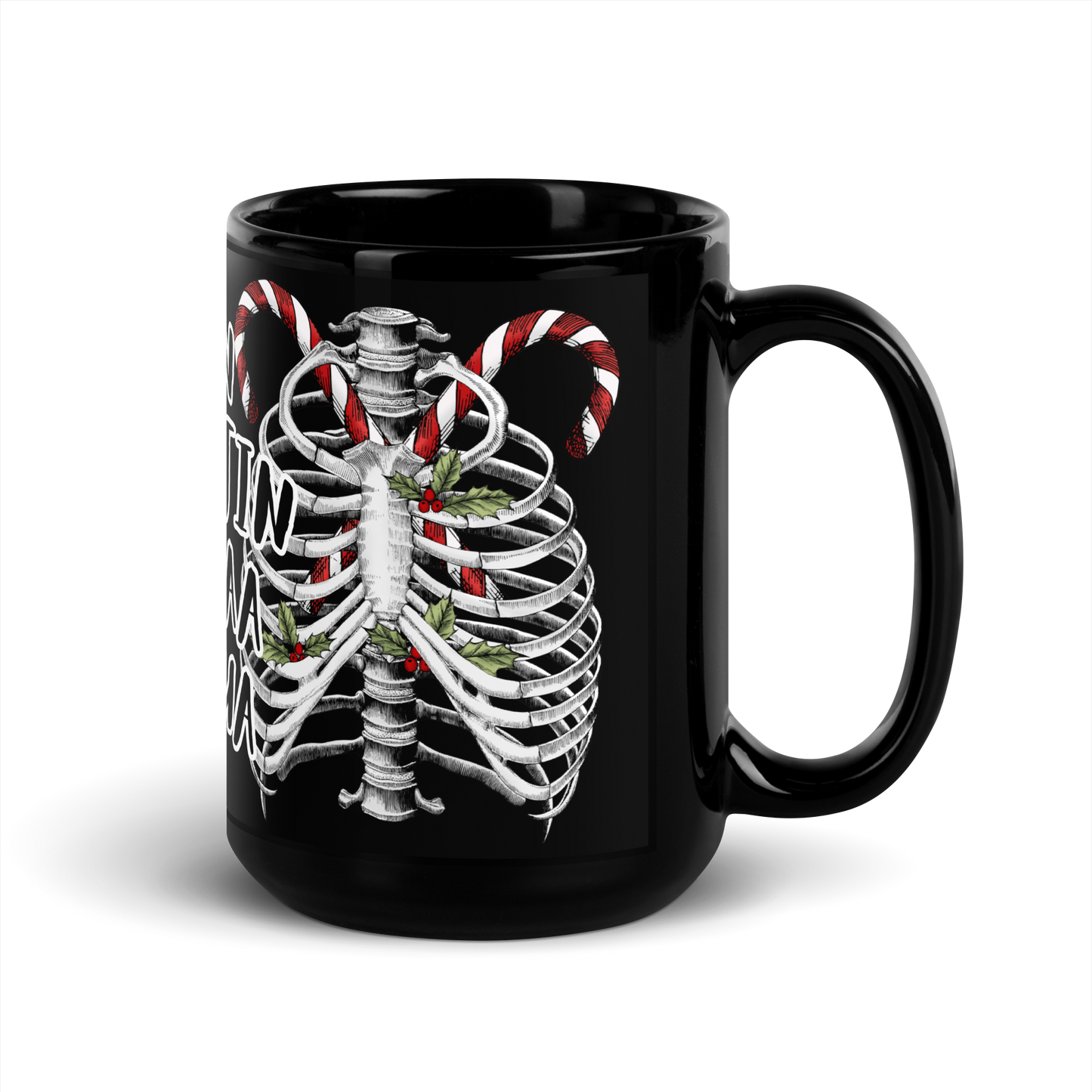 Black shiny Mug a hell of a merry Christmas skeleton