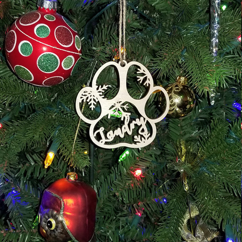 edit ite - dog footprint Christmas ornament